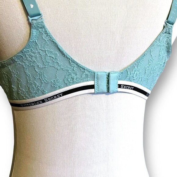 Victorias Secret 38C Lined Demi Bra Light Blue Lace Underwire Multi Way Straps - Picture 5 of 6